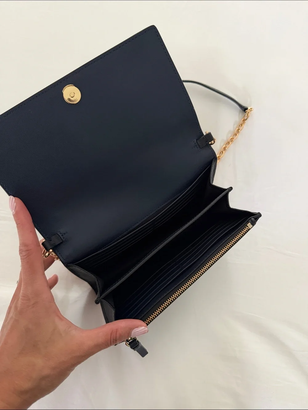 Tory Burch Black Crossbody Bag with Gold Chain